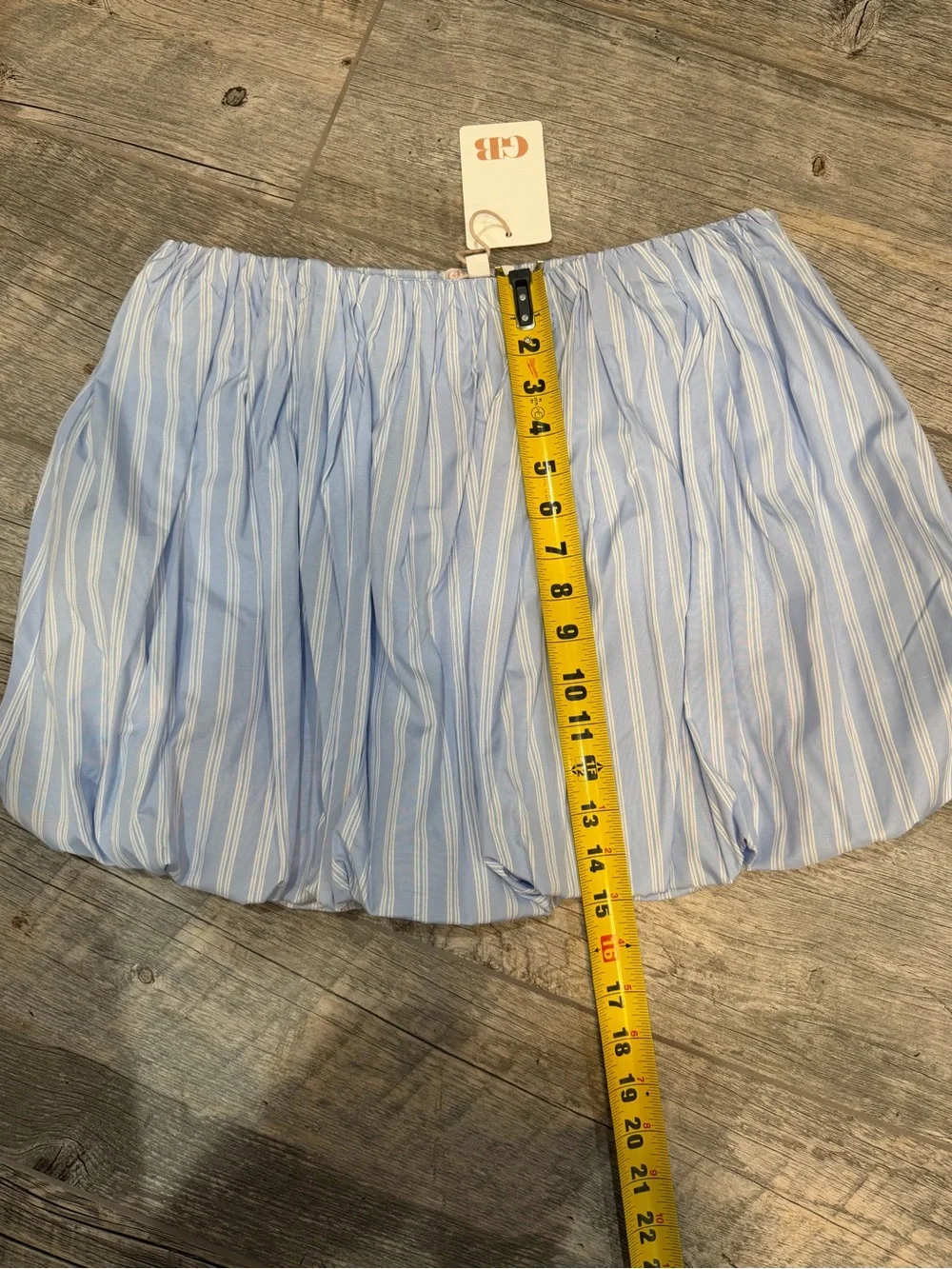 NWT GB Blue Stripe Bubble Mini Skirt Cotton Poplin Size L